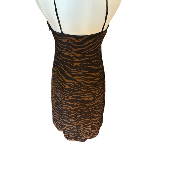 Staud Zebra Print Mini Dress Sz 2 Brown Black Bodycon Slip Adjustable Straps - Picture 3 of 7